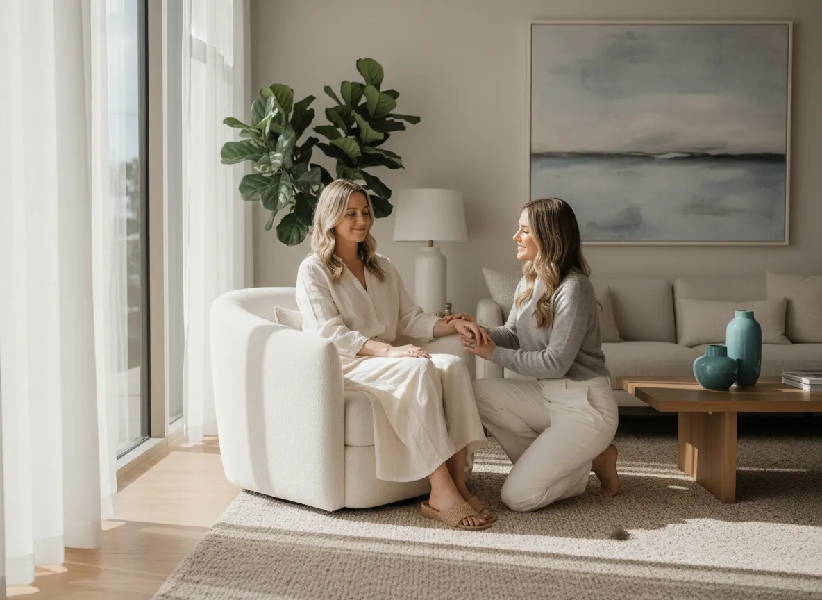 Guest receiving an IM wellness injection in a calm lounge setting
