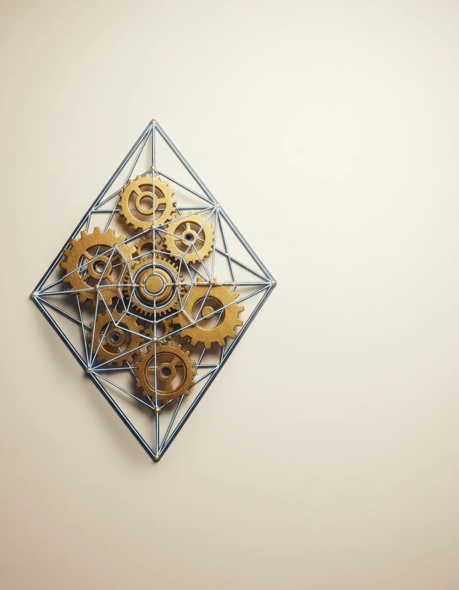 Sophisticated geometric line art depicting automation and connectivity