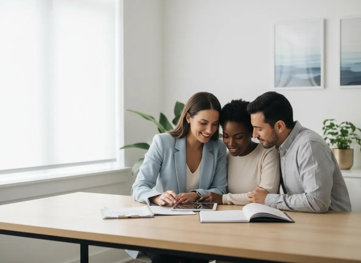 Advisor meeting with family clients