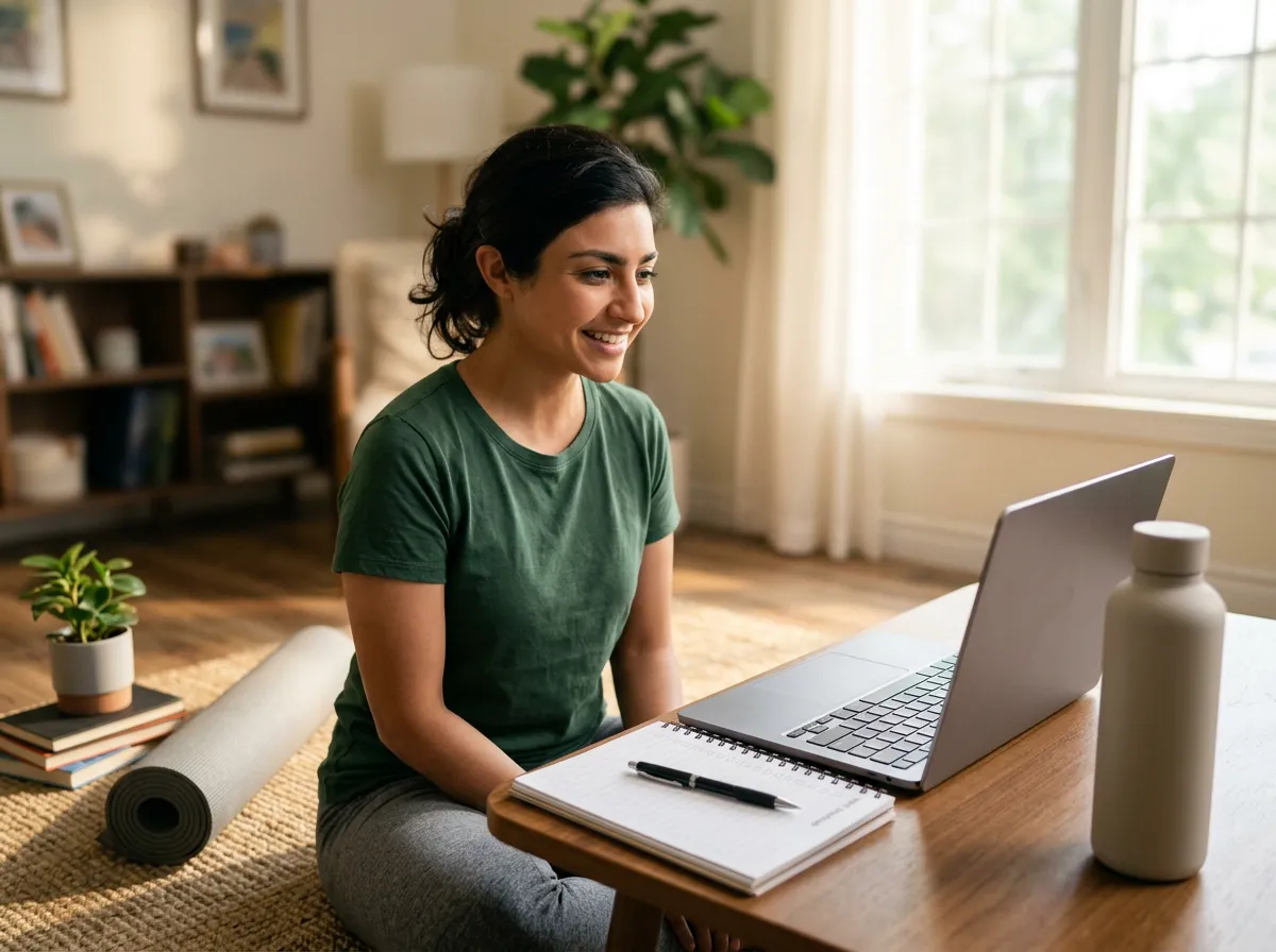 Woman building habits with guidance and accountability — a system to keep doing it