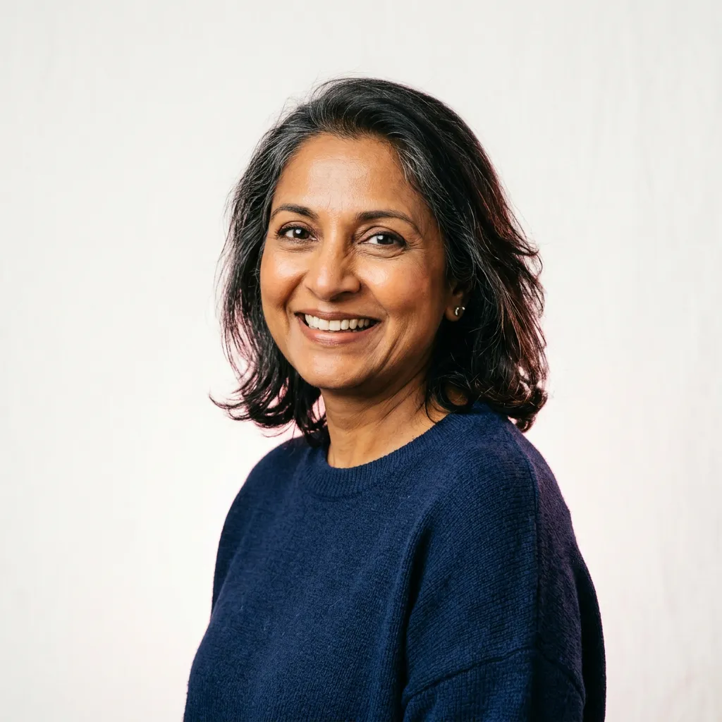 Meenakshi Rao portrait enjoying renewed energy and strength at 58