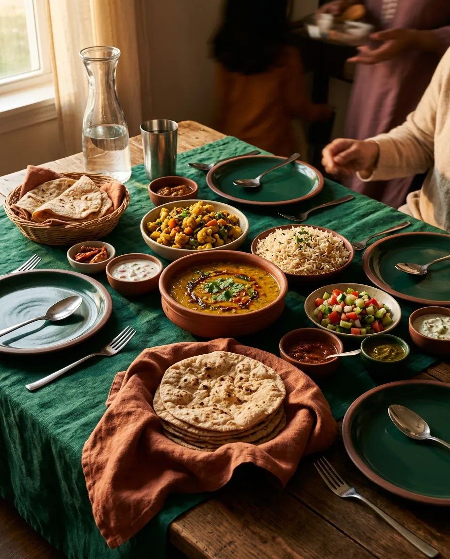 Wholesome authentic family dinner meal shared together without restrictions