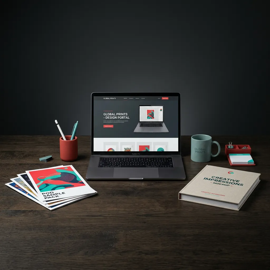 Print-on-demand custom product creation workspace showcase