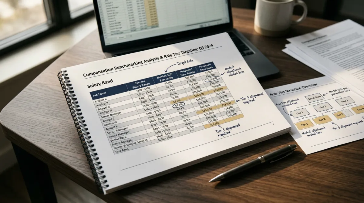 Strategic compensation benchmarking and role tier targeting