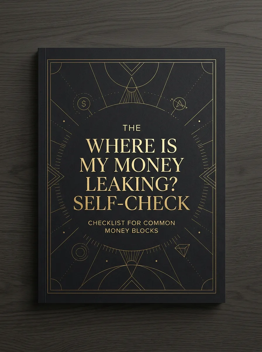 Bonus guide cover: The "Where Is My Money Leaking?" Self-Check (black and gold)