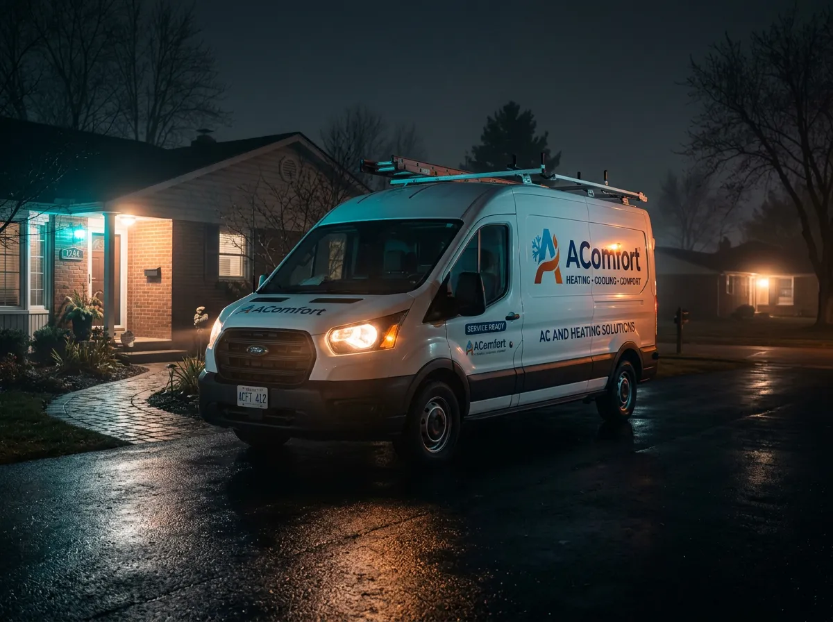 AComfort rapid emergency HVAC response vehicle equipped for 24/7 service calls