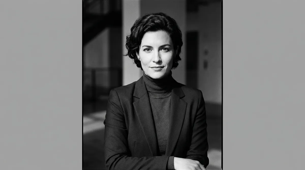 Editorial portrait of Jacinta Mae framed in draped black fabric