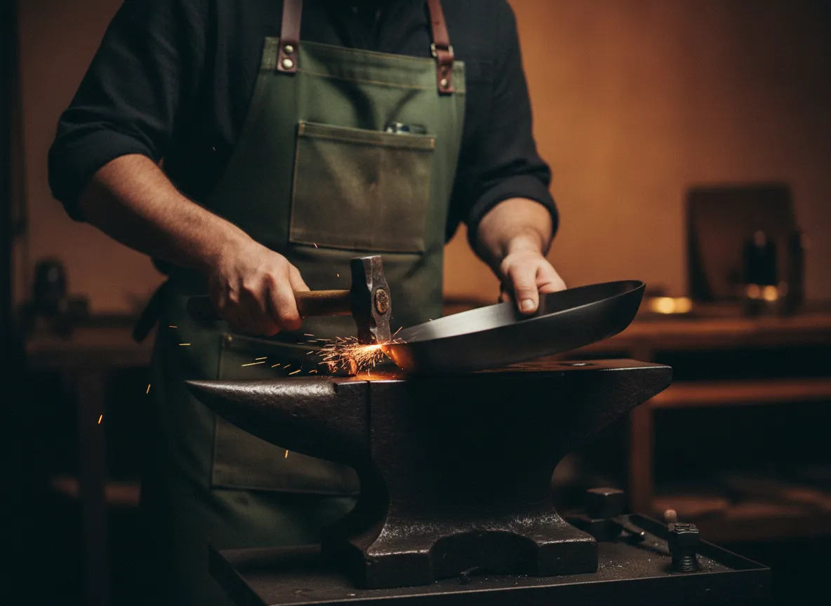 Artisan forging carbon steel skillet