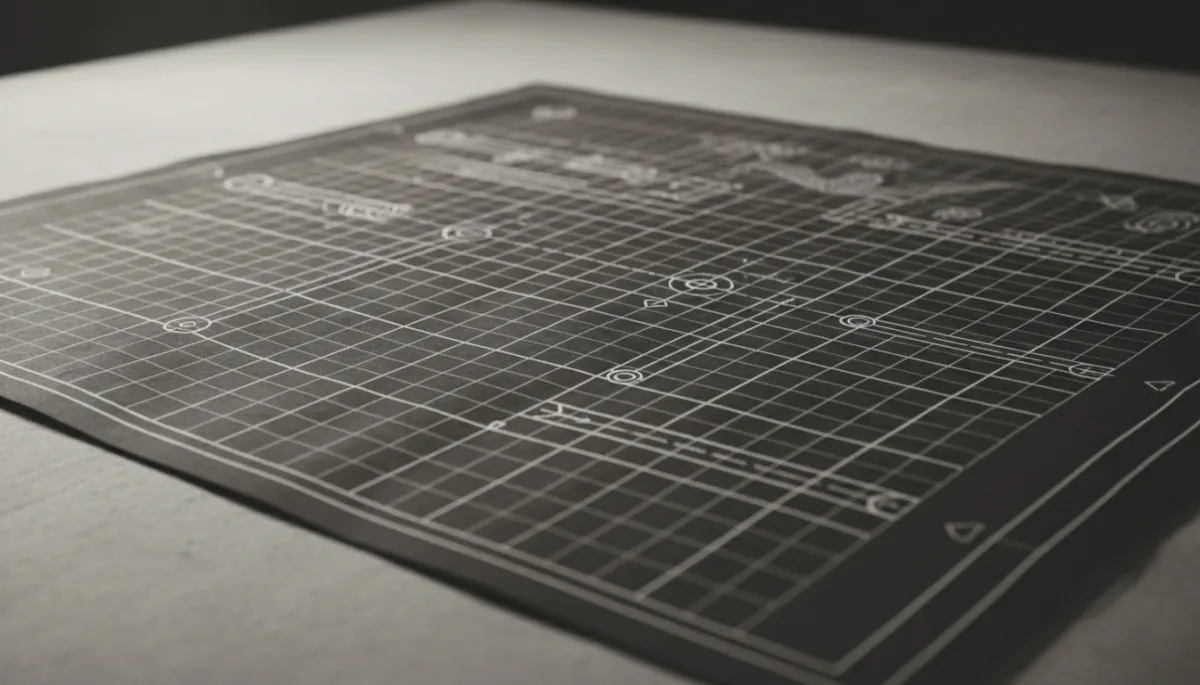 Black and white blueprint closeup