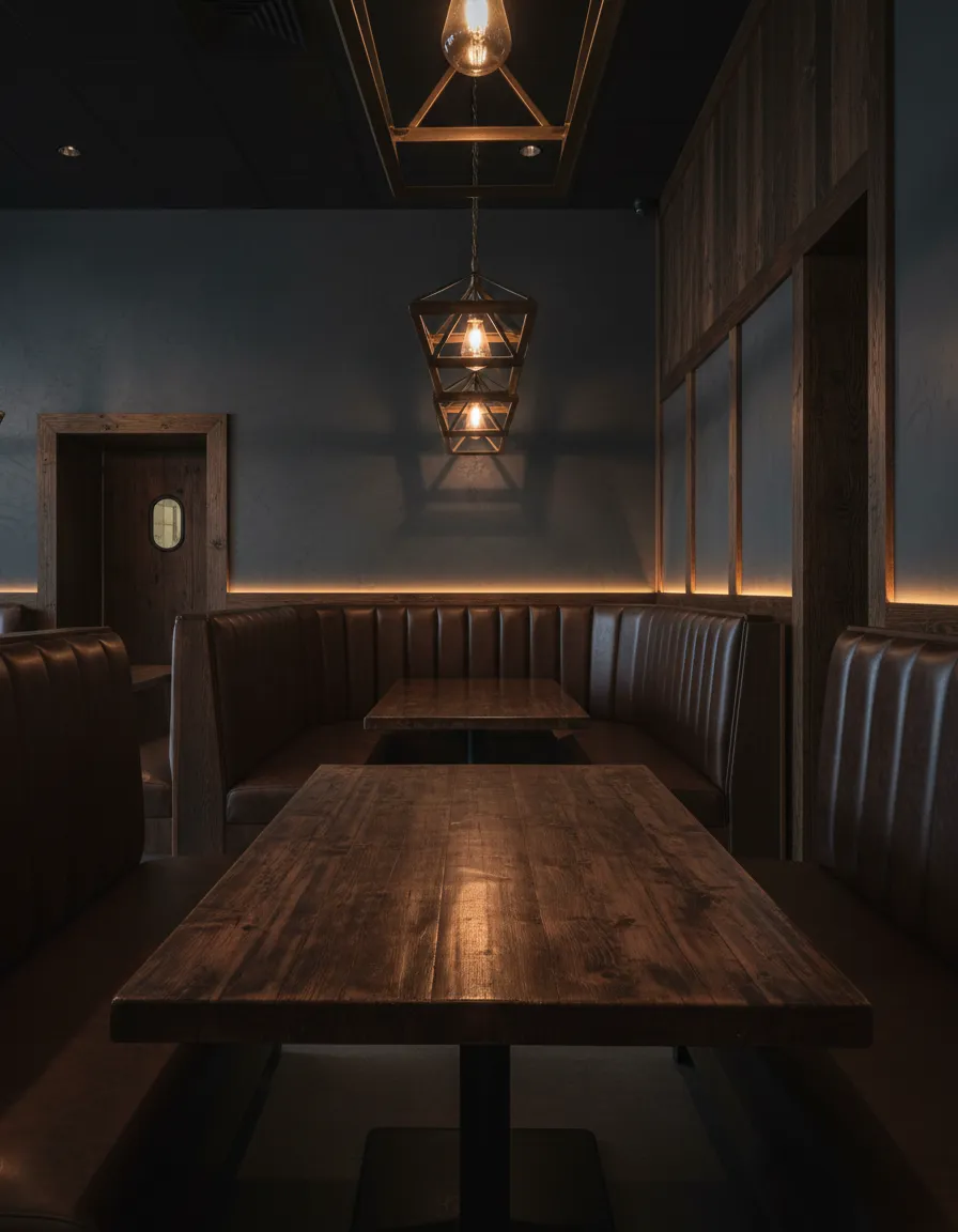 High-end dark-toned photo of Tamales Mexican Restaurant interior