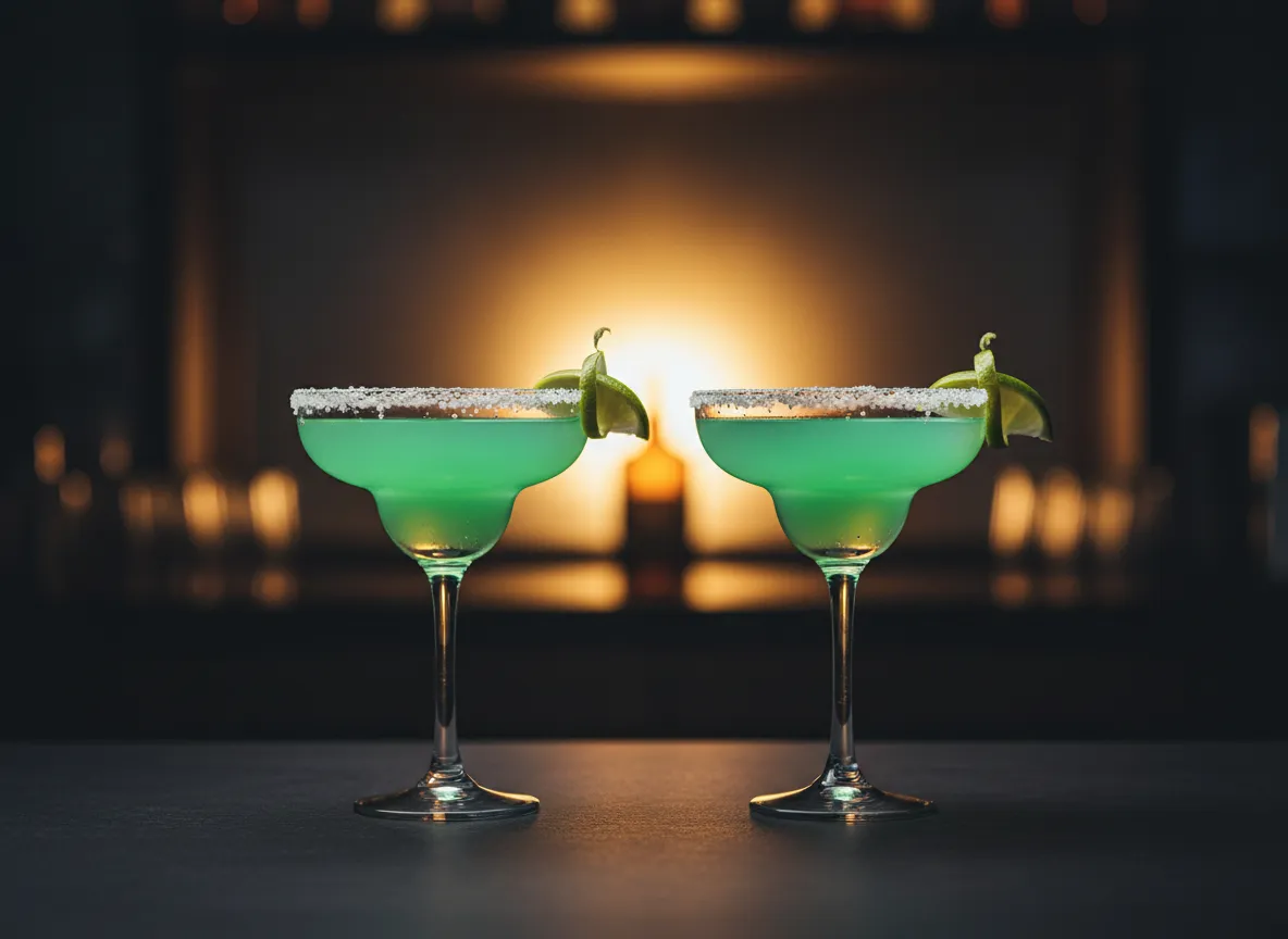 Hand-crafted Margarita in moody restaurant lighting