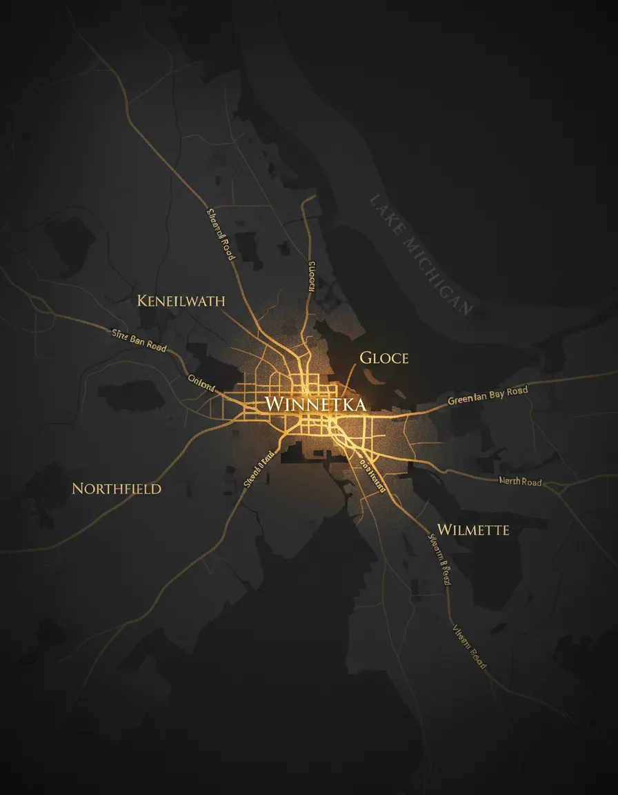 Map of North Shore communities near Winnetka
