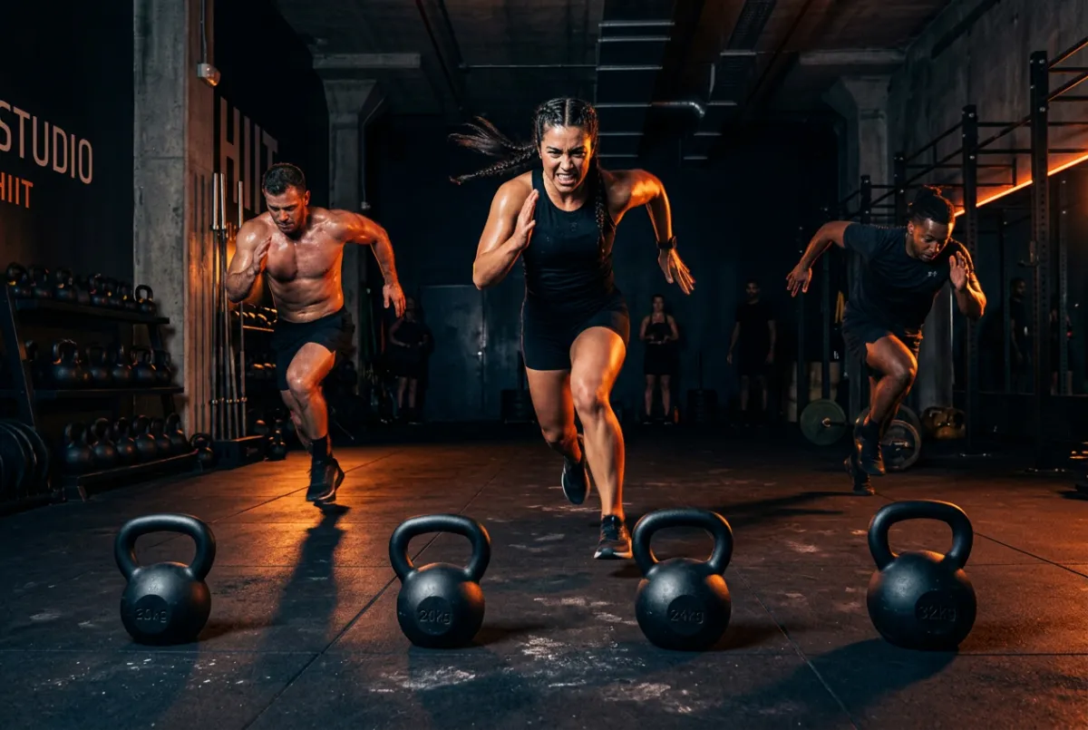 High intensity heart rate based interval training at Orangetheory Fitness studio