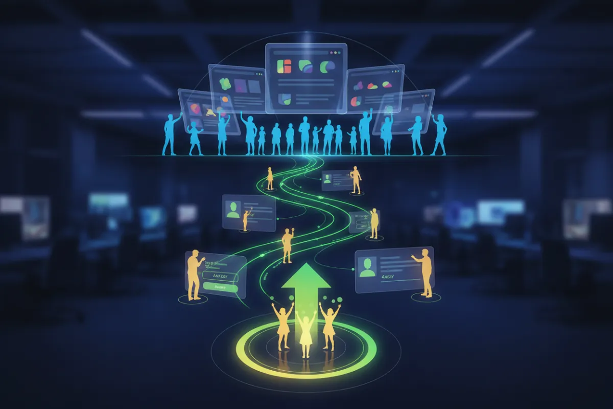 People interacting with product pages, showing improved on-site funnel conversions.