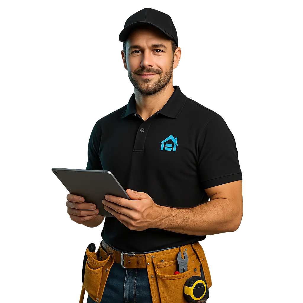 Professional home service contractor answering a client phone call