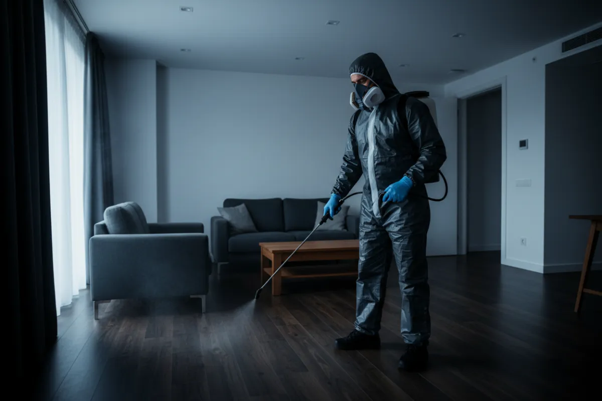 Technicien de Gestion Parasitaire FC inspectant une fondation à Montréal