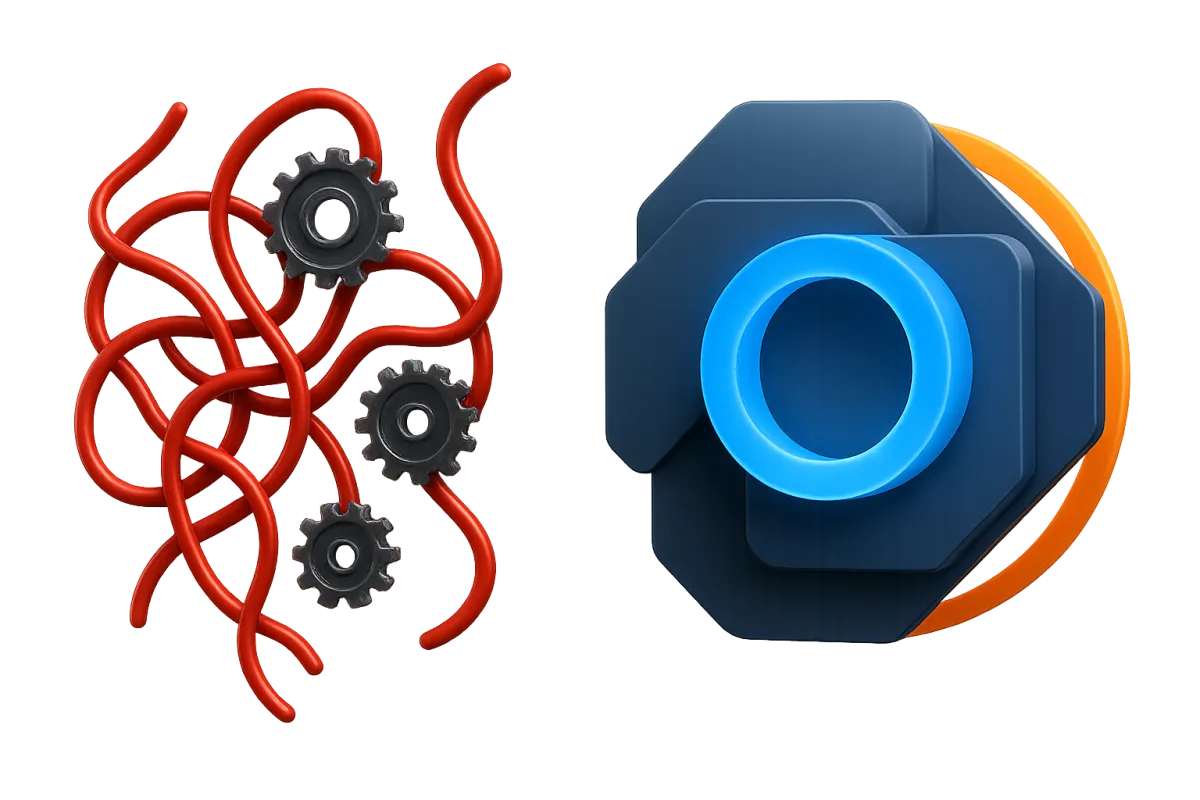 Visual diagram comparing the Frankenstein software stack to a unified Native platform