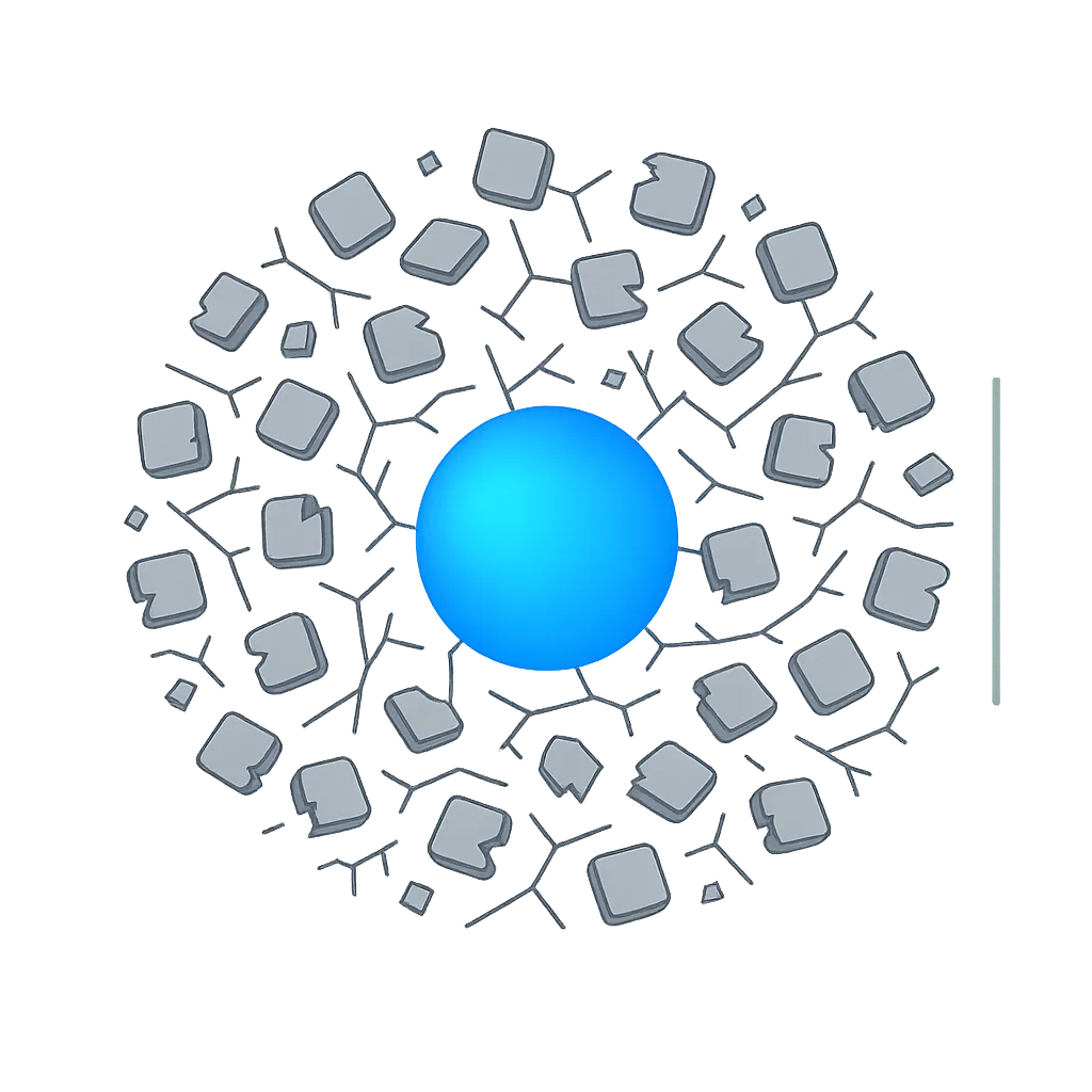 The Frankenstein Visualizer: A chaotic maze of 40+ disconnected app icons with broken grey connection lines.