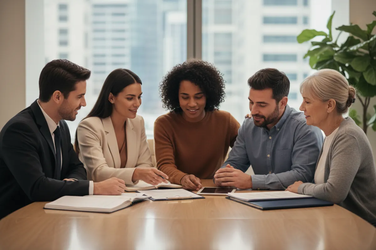 Illustration of executor and family receiving guidance during the probate process