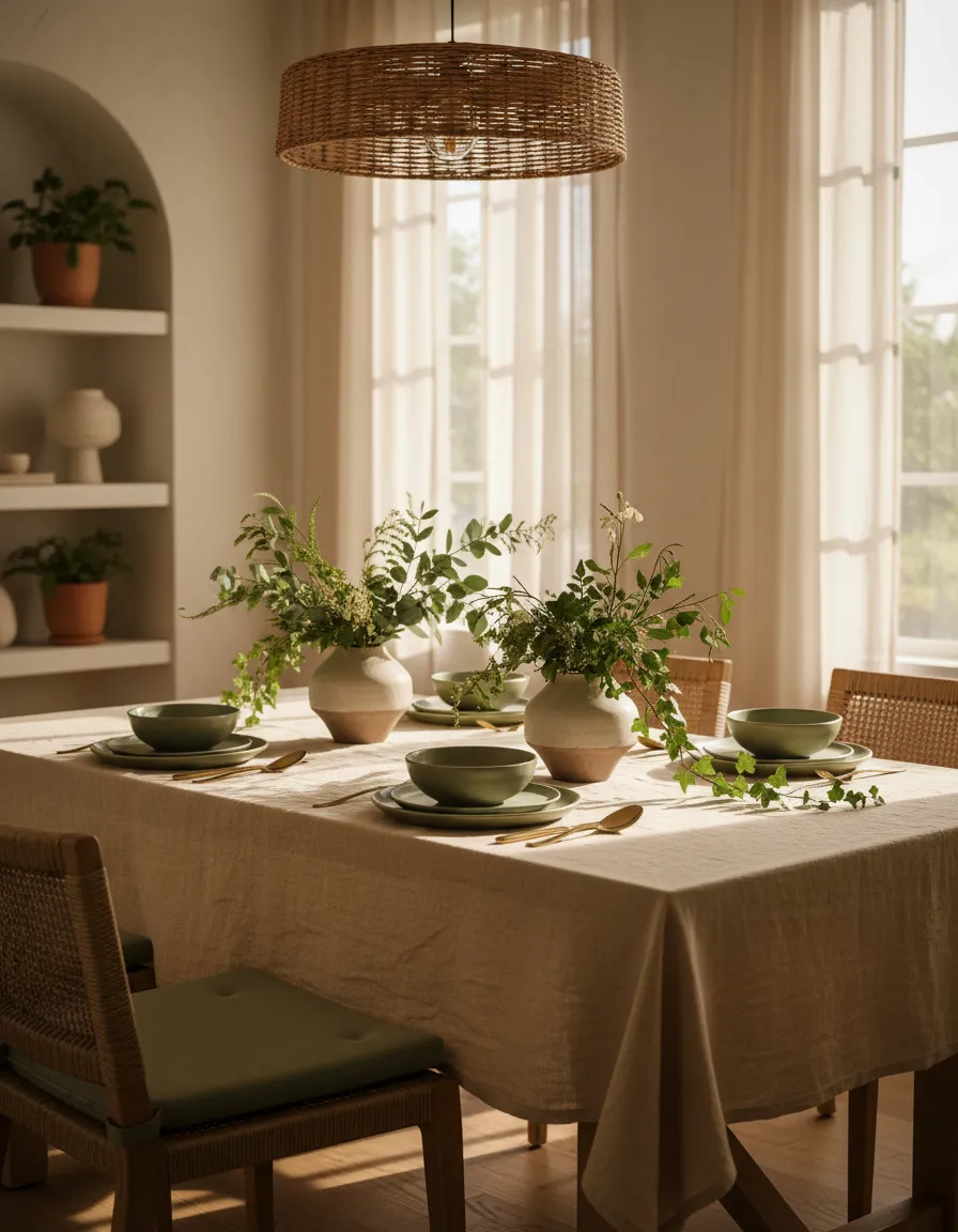 Bright, comfortable dining space in a furnished home