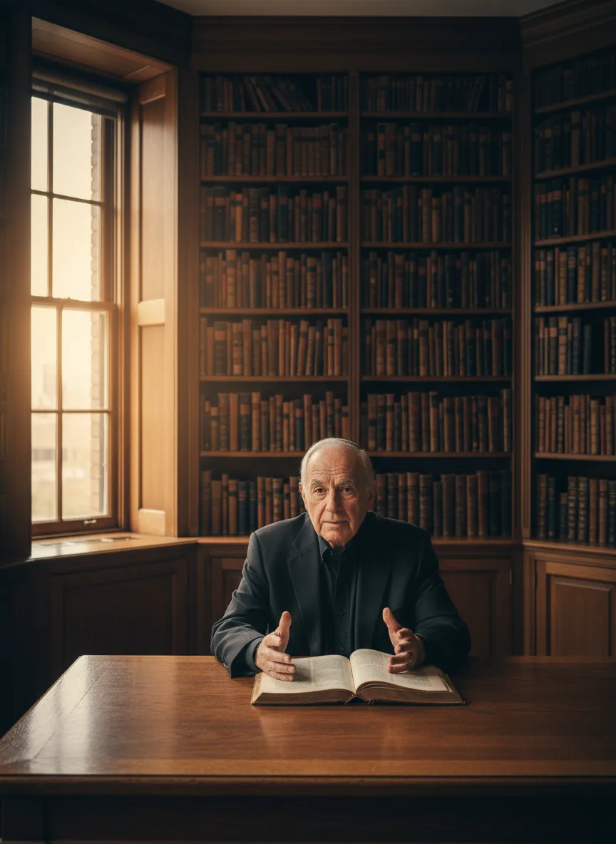 Reuven Kobri teaching in a quiet study hall