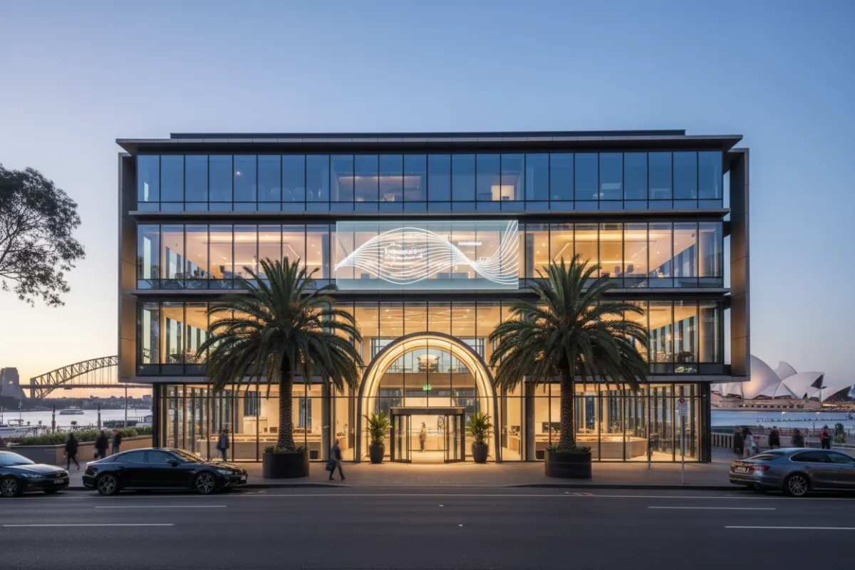 Exterior of an Alexa Business enterprise demo center — schedule an on-site enterprise demo, local support, and tailored onboarding for the Alexa Business AI suite.