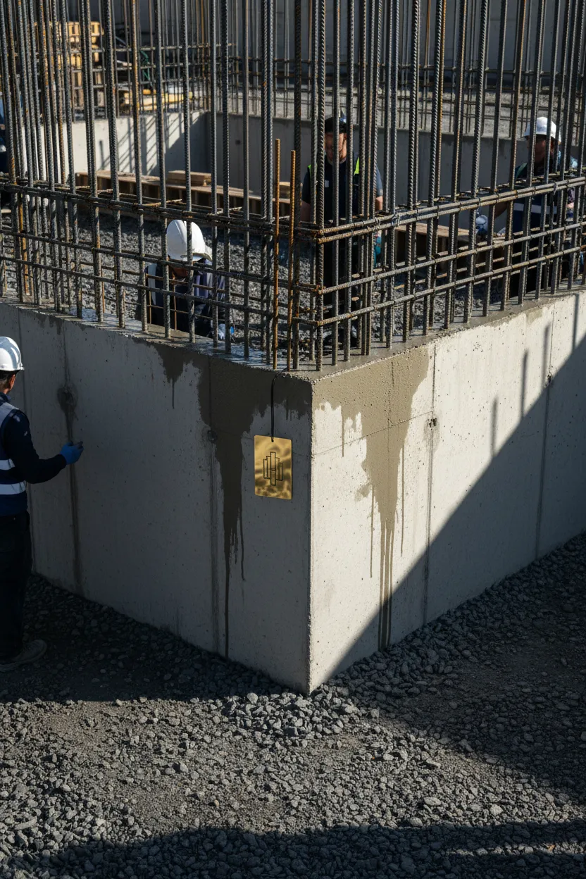 Concrete foundation under construction demonstrating structural stability