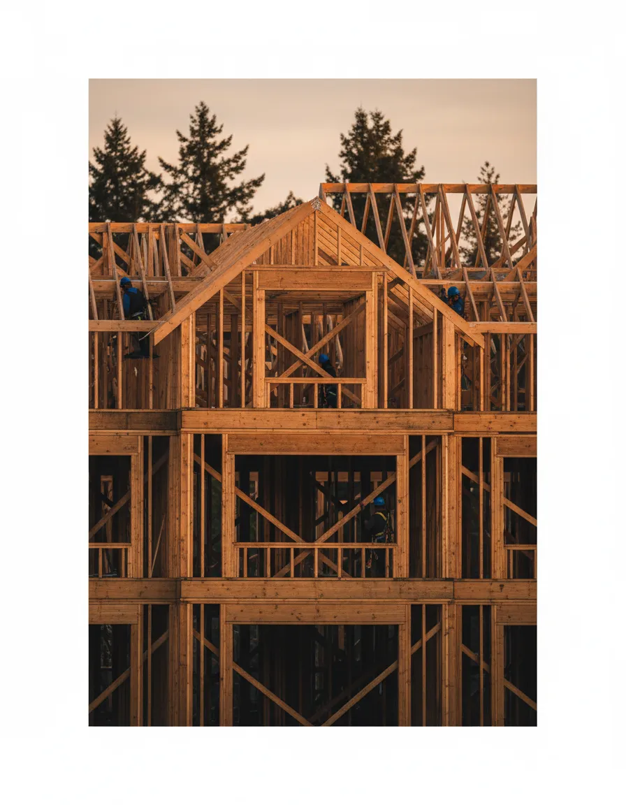 Modern home professional framing under construction