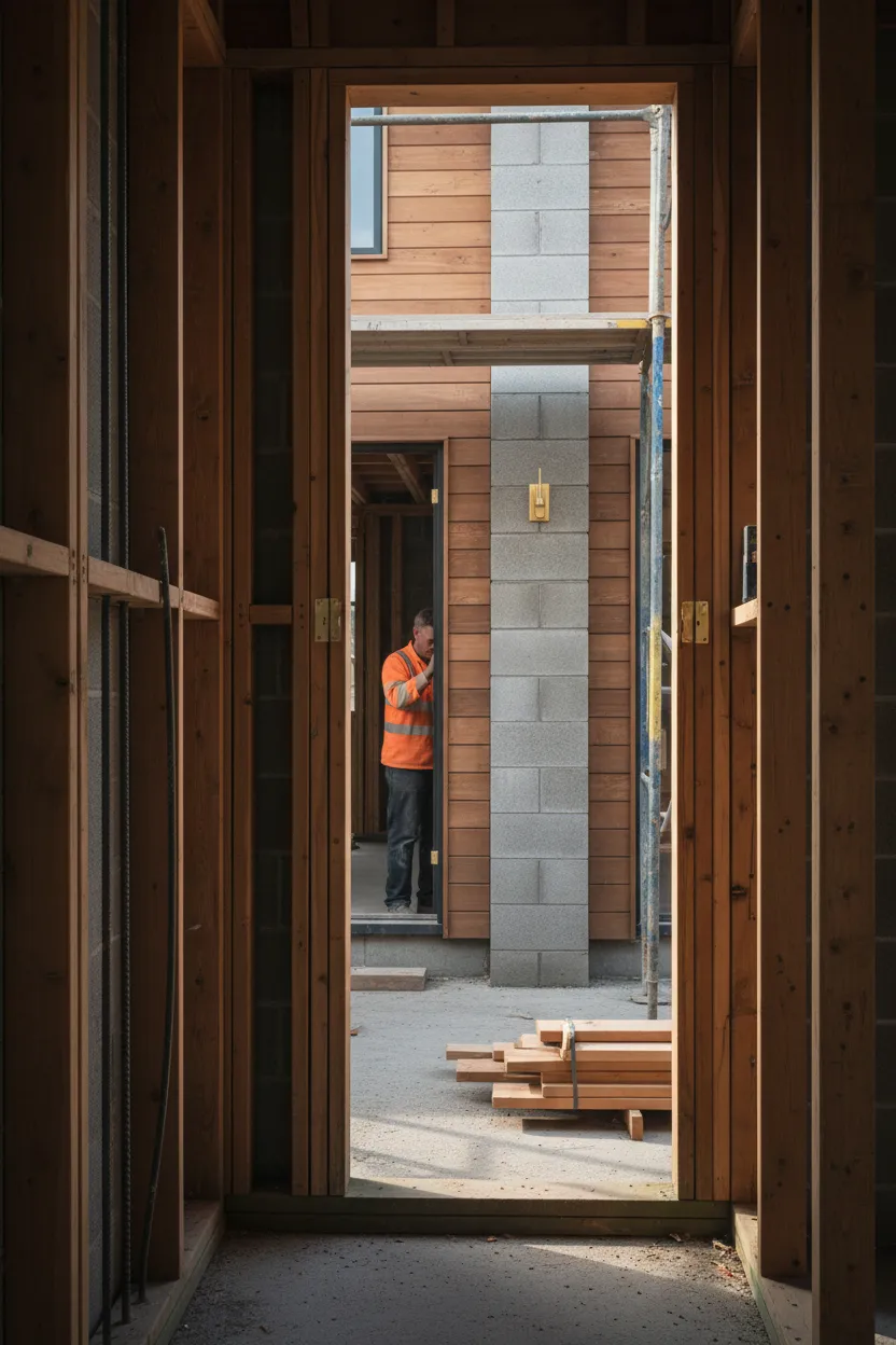 Professional residential construction site highlighting workmanship and structural integrity