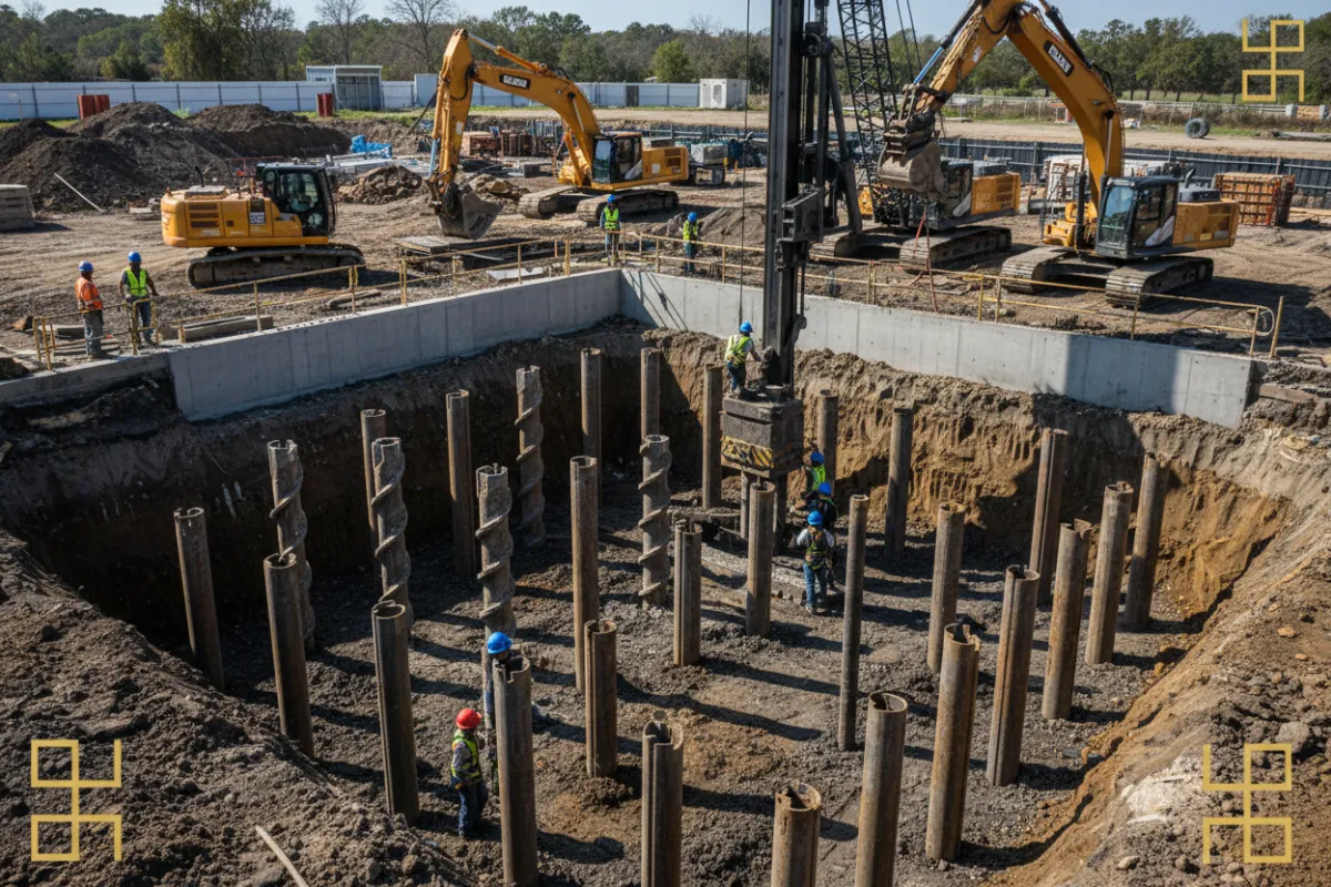 Luxury estate deep foundation construction