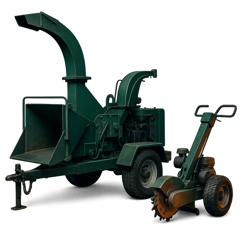 Idle wood chipper sitting unused during the dry season