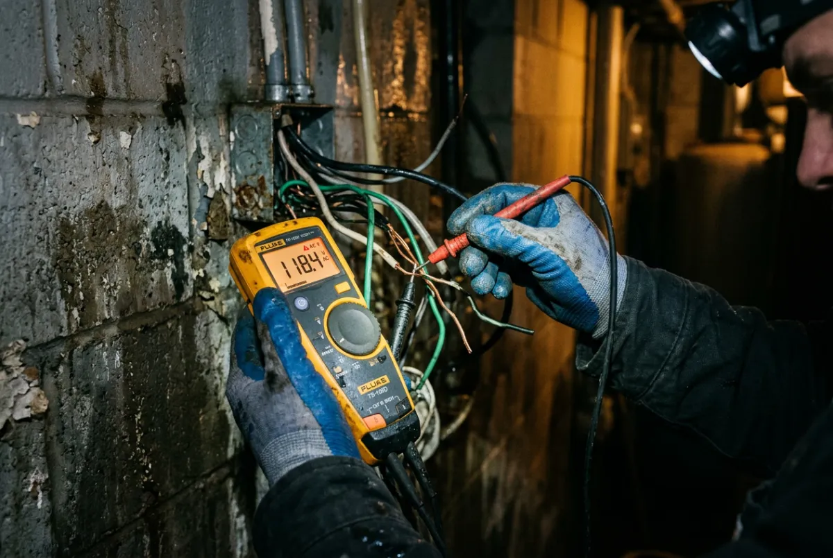 Emergency electrical isolation following plumbing leak and water ingress