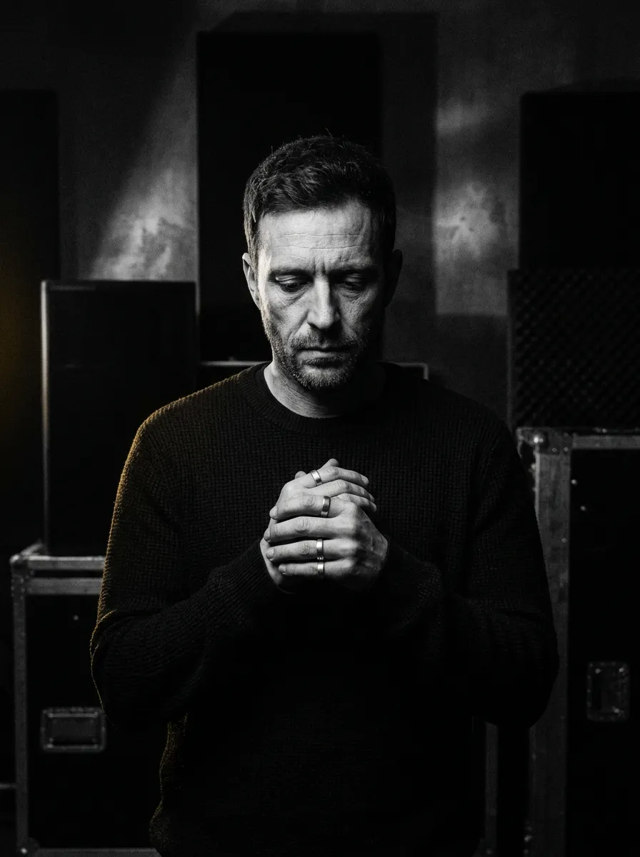 AURA NOIR electronic music artist monochrome portrait