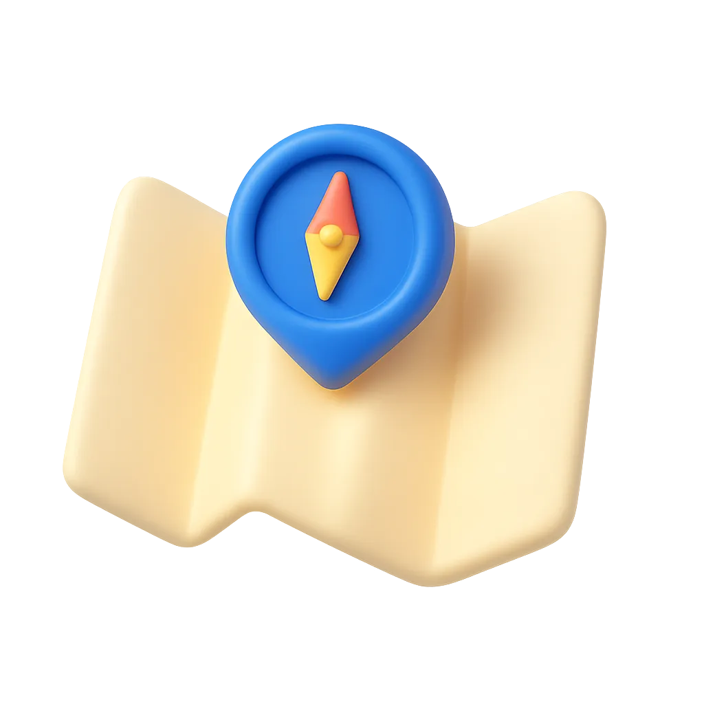 A friendly glowing compass illustration