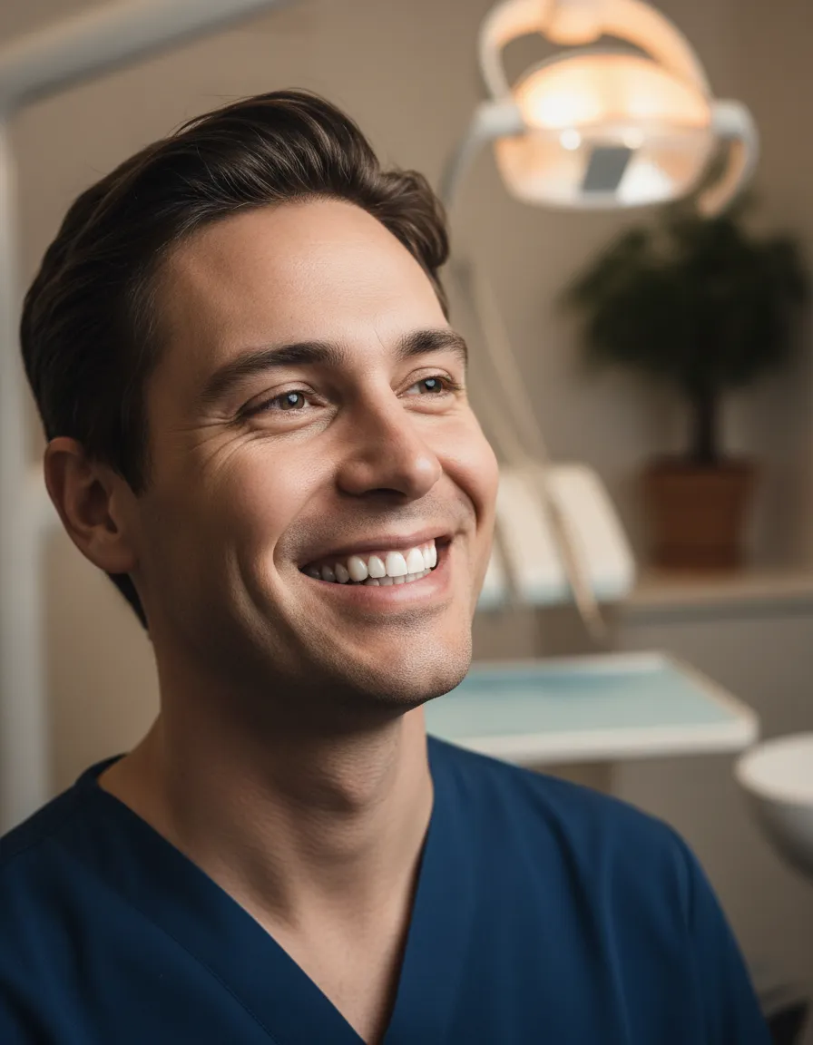 Happy patient with bright smile