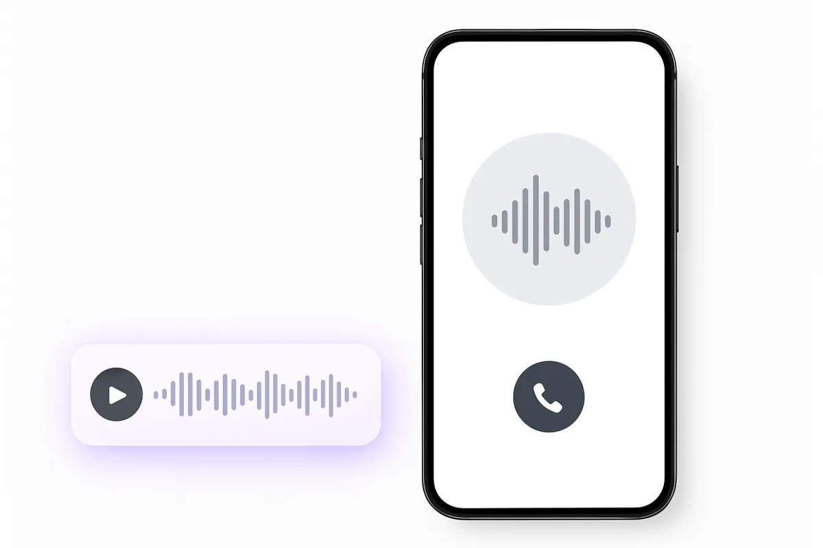 AI demo audio player mockup with waveform and play control