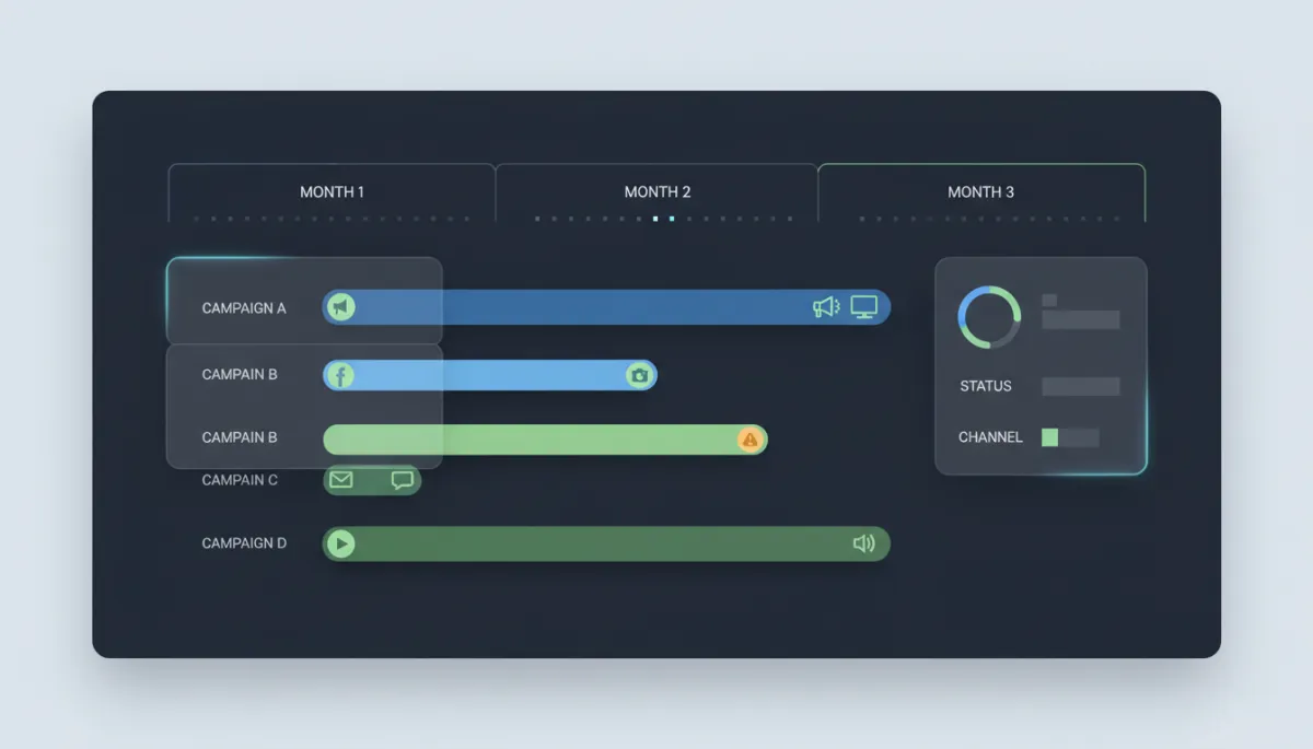 Smart Timely Digital platform timeline interface mockup