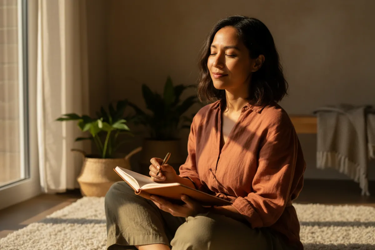 Woman reconnecting with herself