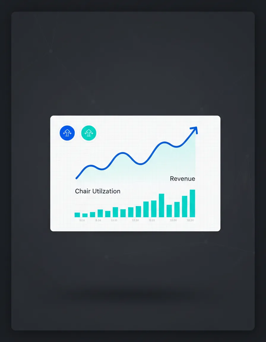 Dashboard chart showing salon revenue and chair utilization metrics