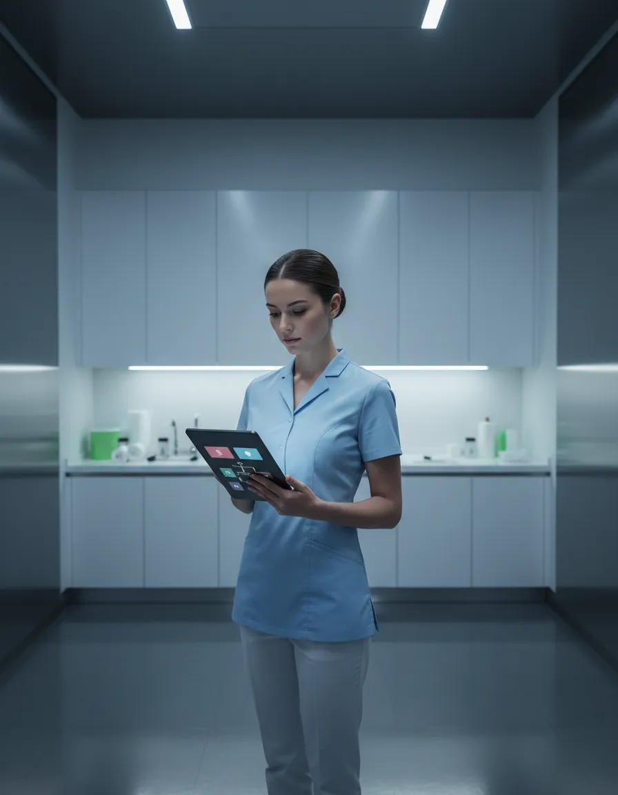 Clinical practitioner reviewing SOAP notes and treatment plans on a digital tablet