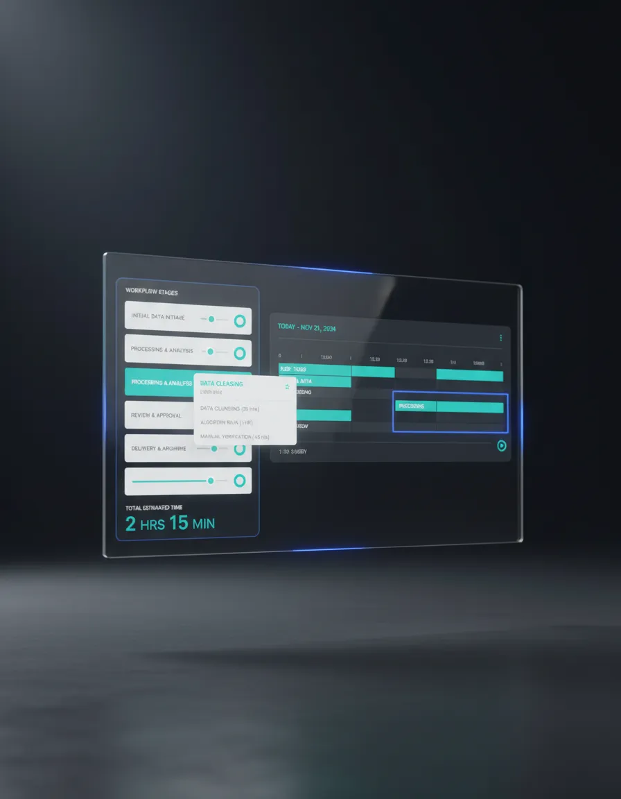 Dashboard showing complex service logic and color processing workflows