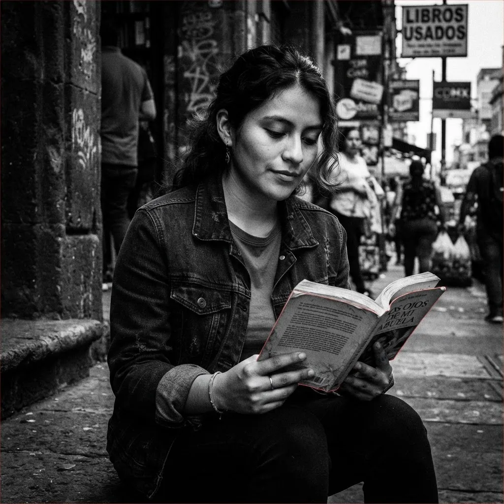 Fotografía en escala de grises de Dra. Elena Saucedo, lectora en Monterrey