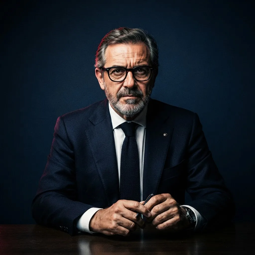 Retrato de autor Javier Garza Treviño con contraste gráfico