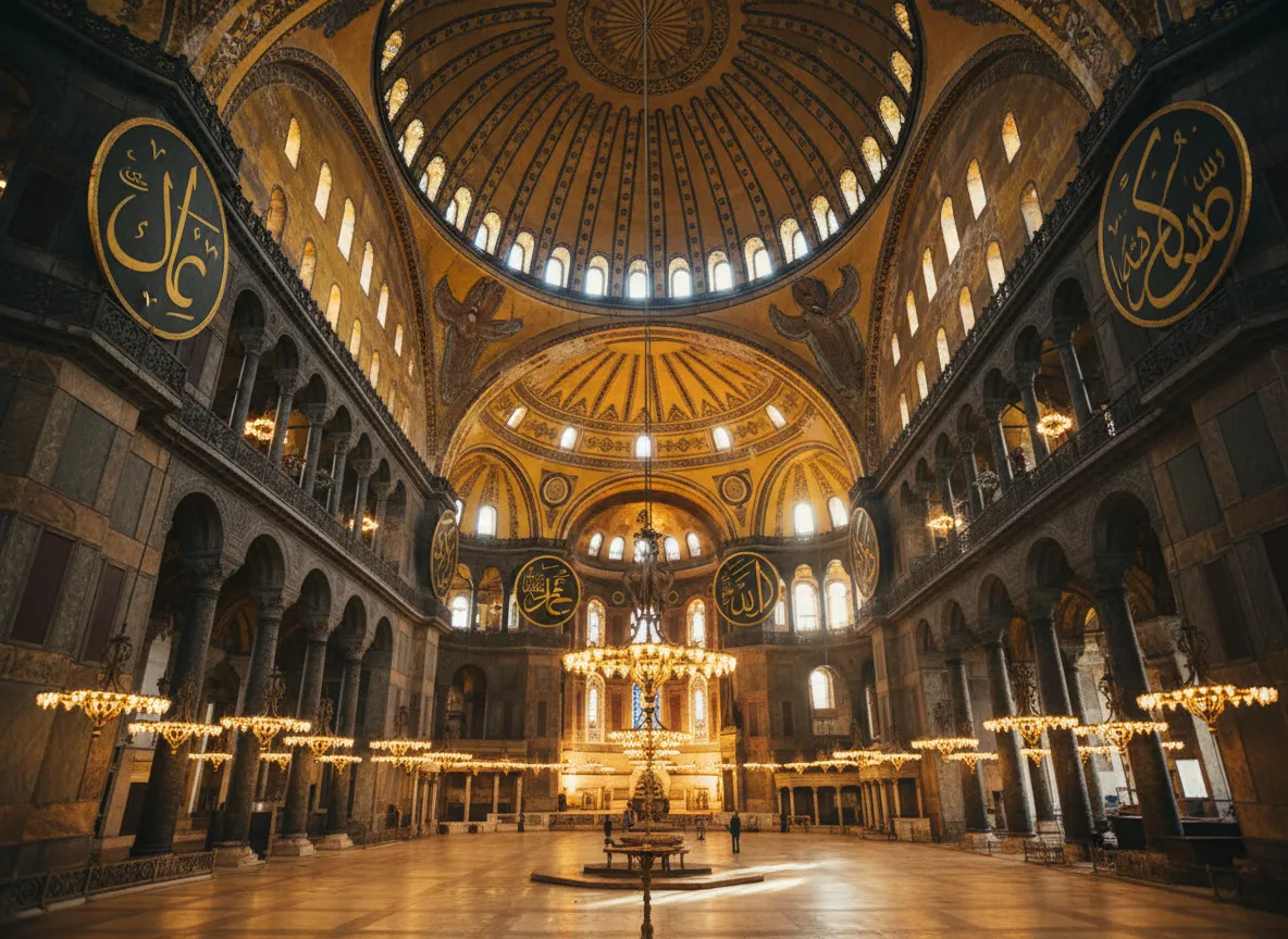 Interior da Basílica de Santa Sofia em Istambul