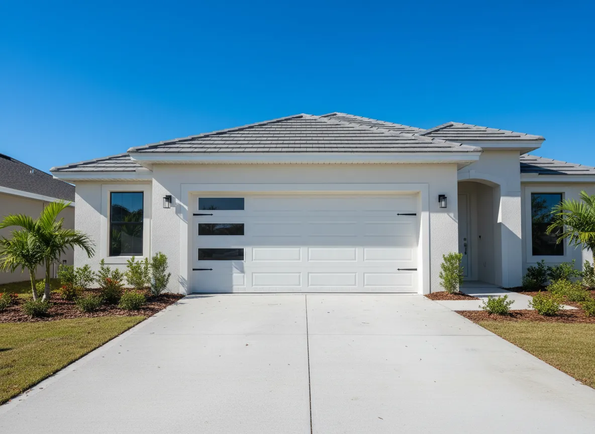 New insulated garage door installation on a Florida home in Tradition