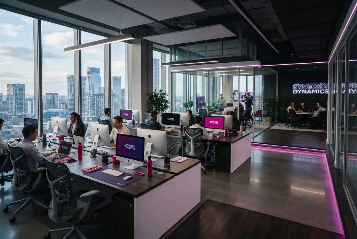 Polished contemporary office space and desks cleaned by professionals