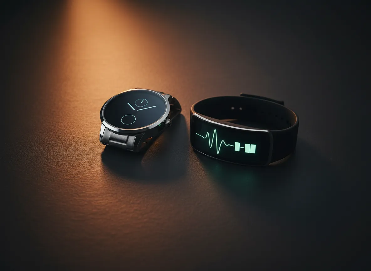Luxury watch and recovery tracker on a dark surface