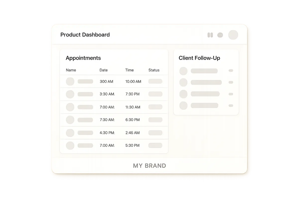 White‑labeled CRM dashboard mockup