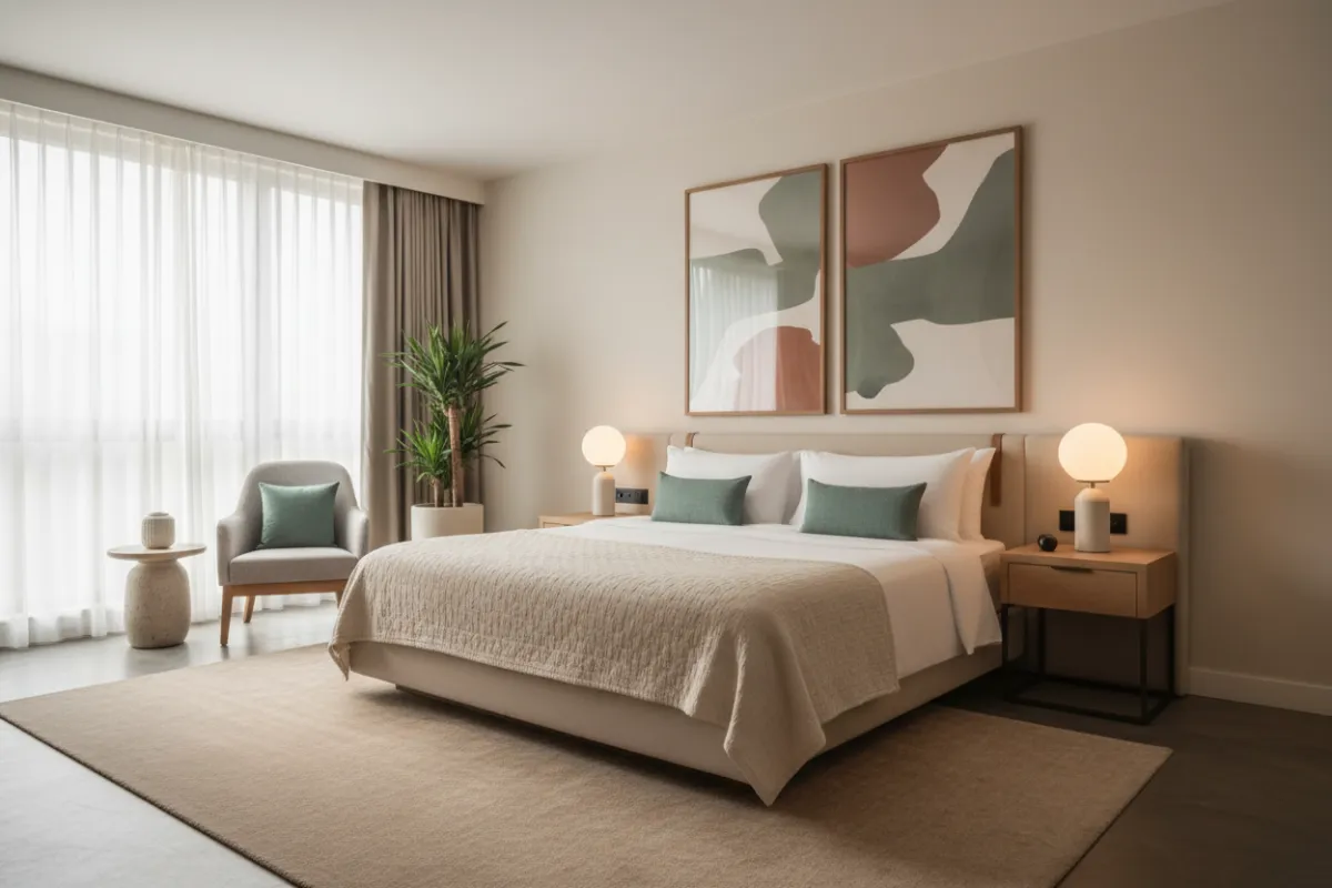 Hospedagem - quarto de hotel confortável