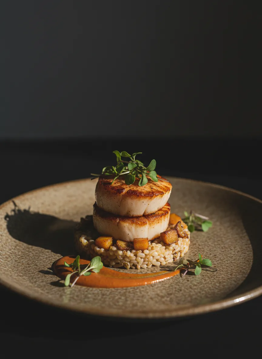 Platillo de catering gourmet